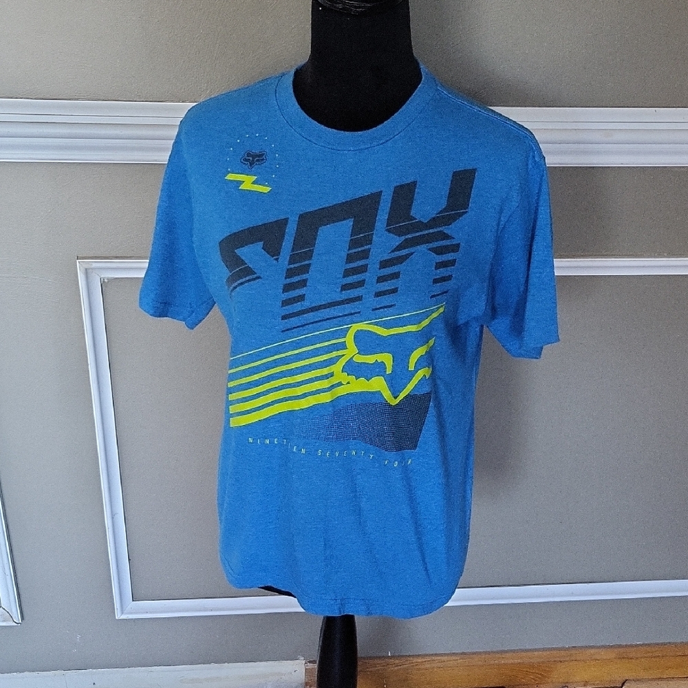 Fox Blue and Yellow Graphic Tee